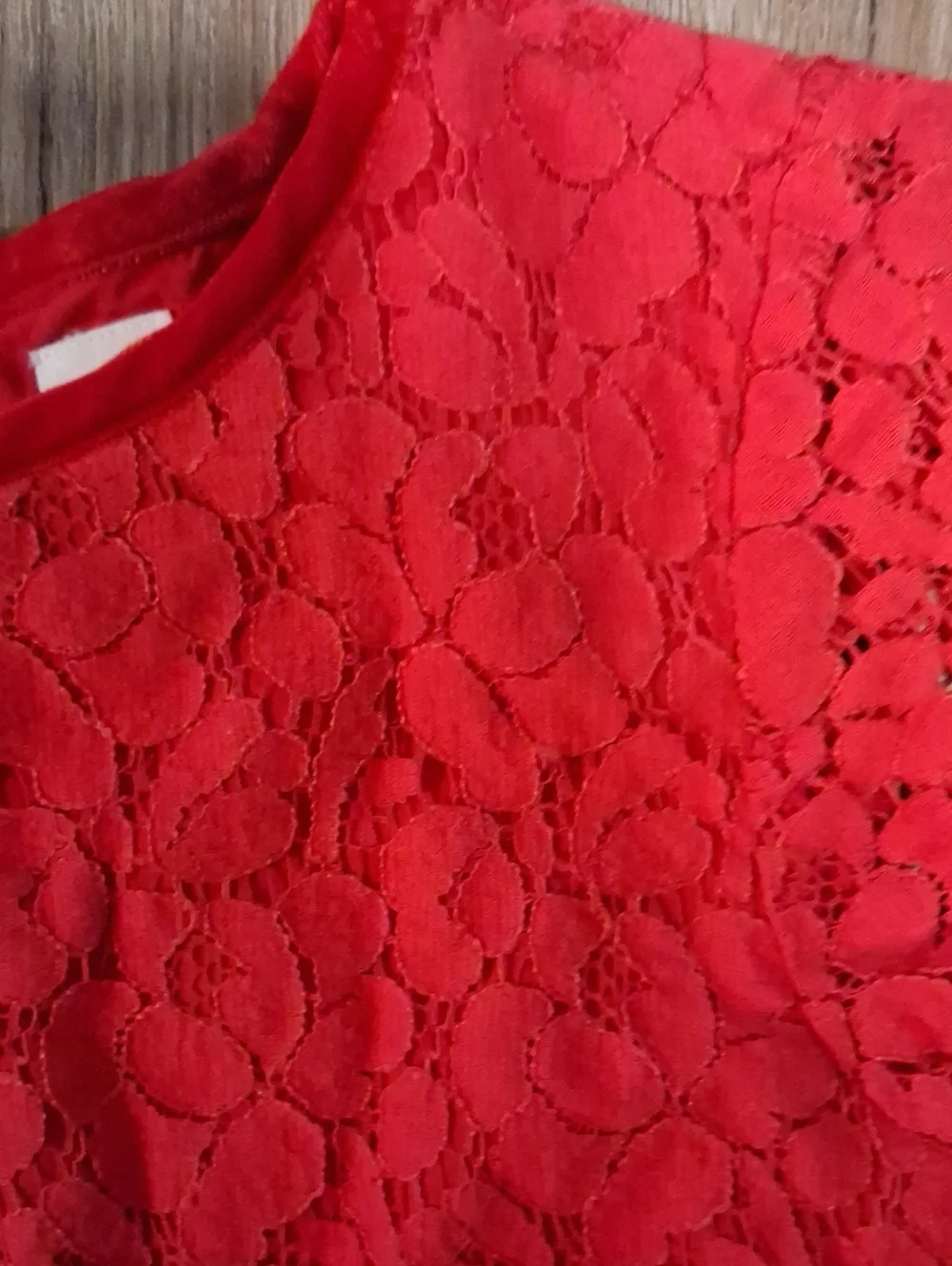 M Girls GAP Red Floral Lace Cap-Sleeve Dress